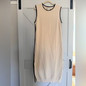 Varley Cream and Black Midi Dress